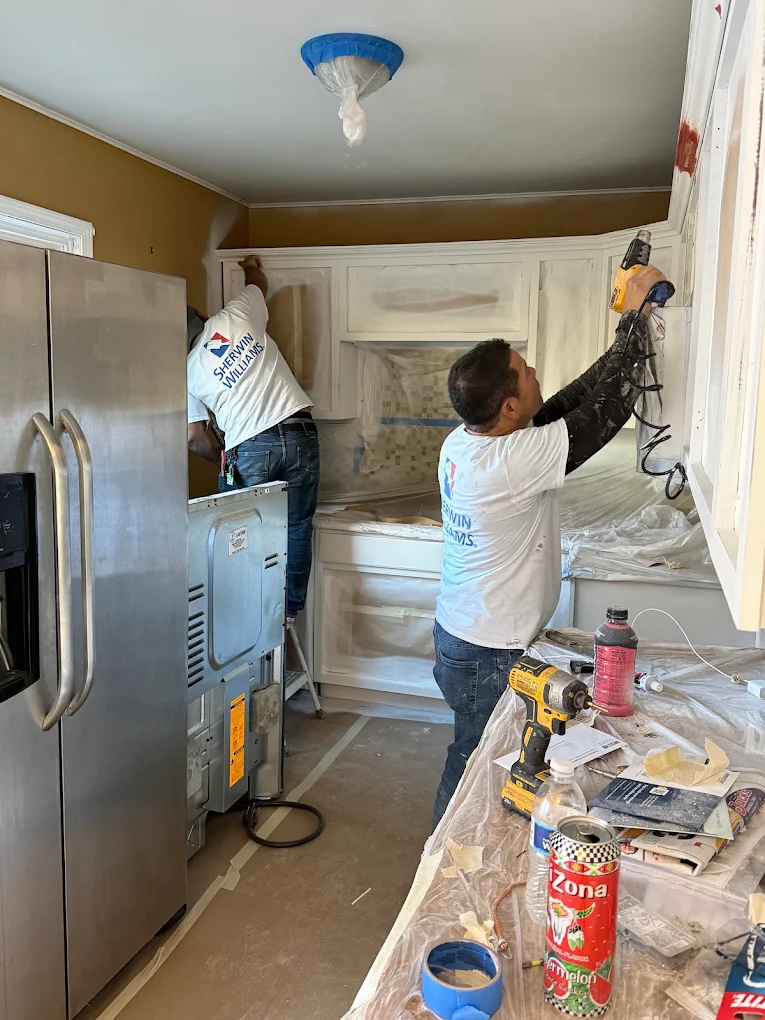 painter in kansas city painting old kitchen cabinets
